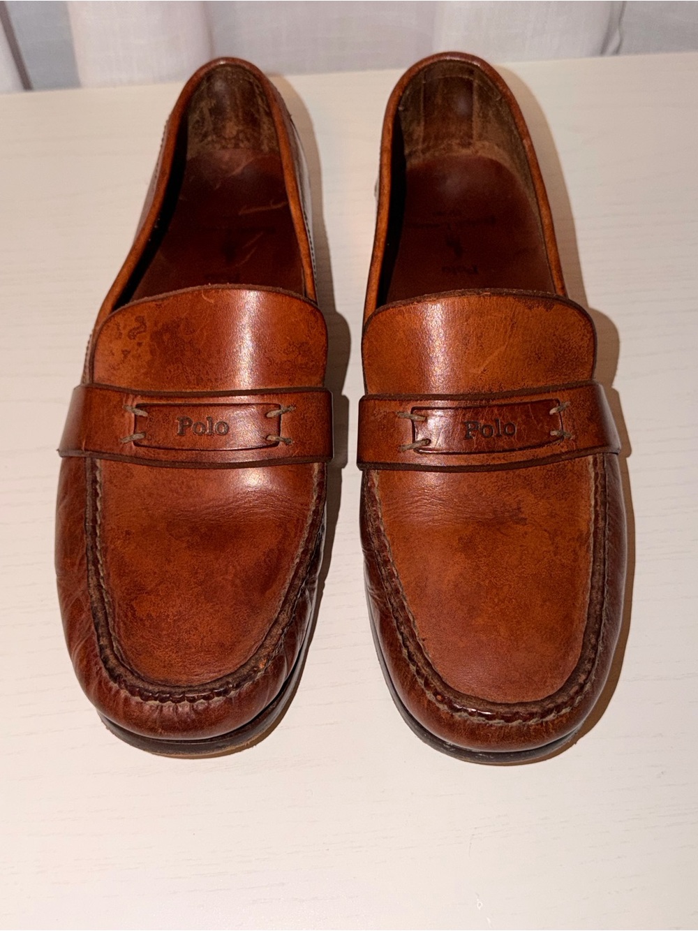 Vintage Polo Ralph Lauren Leather Penny Loafers Mens 10D Brown Made In Brazil